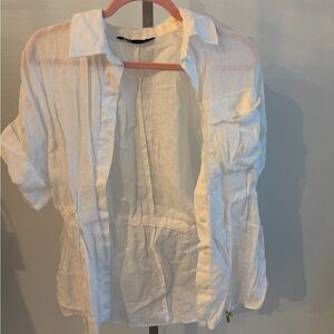 Zara White Lightweight Linen Shirt